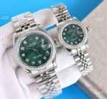 Swiss Quality Rolex Datejust Emerald Green Fluted motif Watch Couple watch